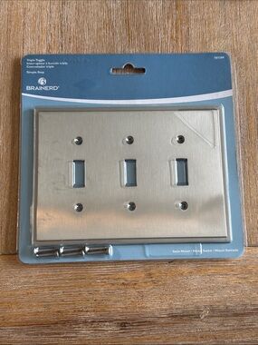 Brainerd Satin Nickel Triple Toggle Wall Plate Qty 1